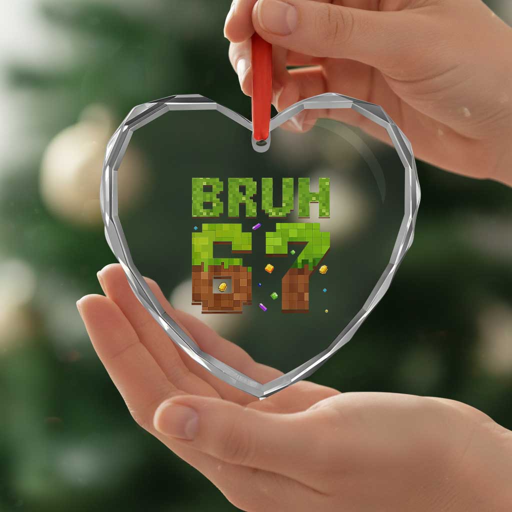 Funny Six Seven Heart Crystal Glass Ornament 67 Meme 6 7 Boy Game Pixel Number TS10 Print Your Wear