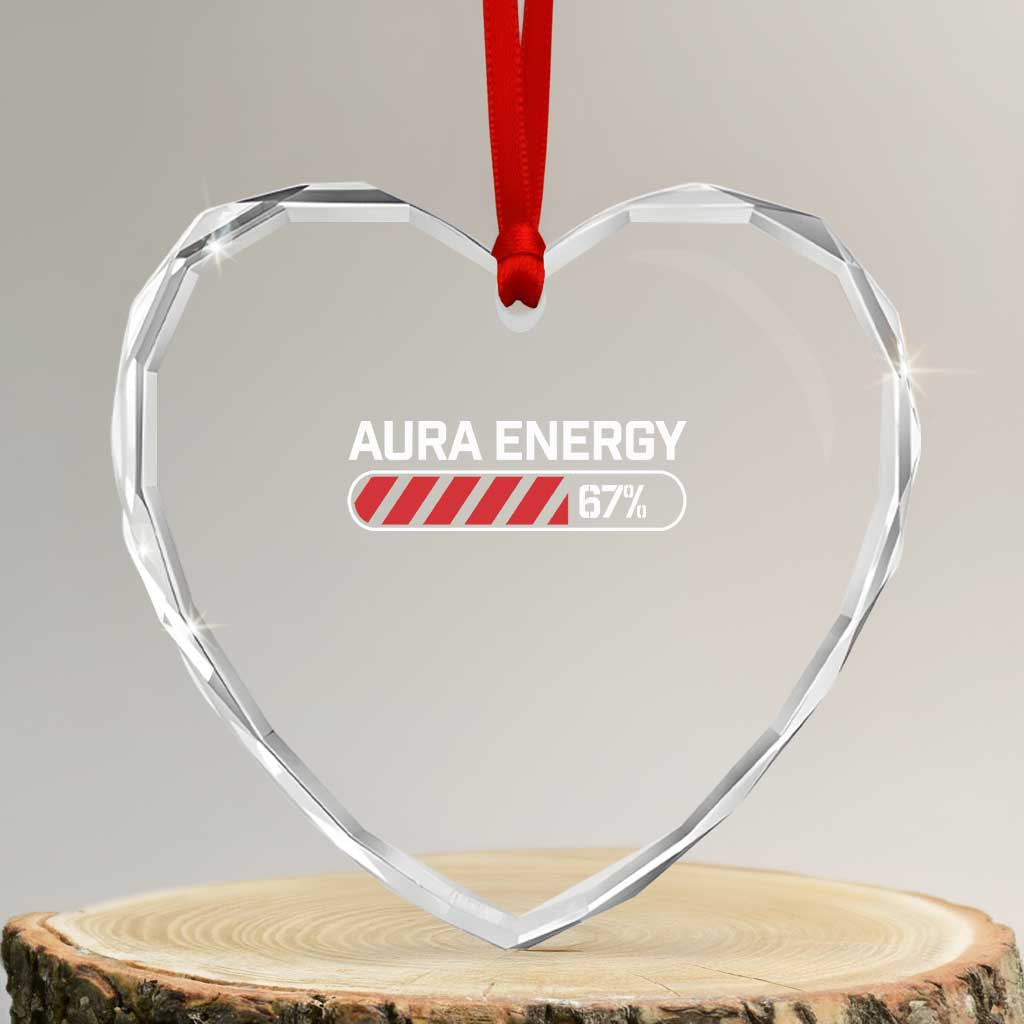 Funny Six Seven Heart Crystal Glass Ornament Aura Energy at 67 Meme Gen Alpha Slang TS10 Transparent Glass 3'' Heart Print Your Wear