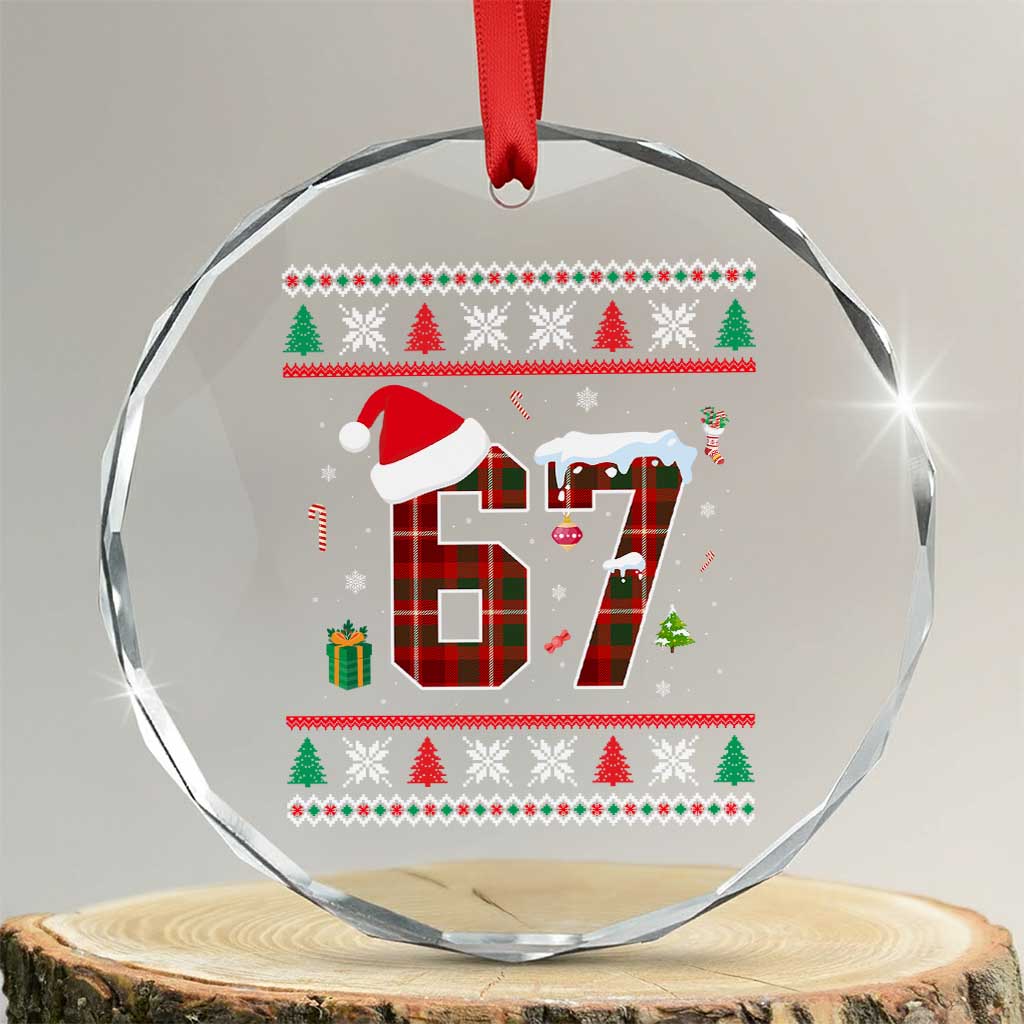 Funny Six Seven Meme Christmas Ugly Sweater Crystal Glass Ornament Trendy Tiktok Gift TS12 Transparent Glass 3'' Circle Print Your Wear