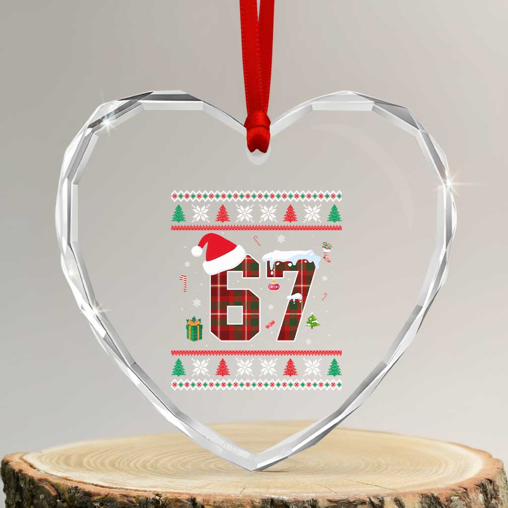 Funny Six Seven Meme Christmas Ugly Sweater Heart Crystal Glass Ornament Trendy Tiktok Gift TS12 Transparent Glass 3'' Heart Print Your Wear