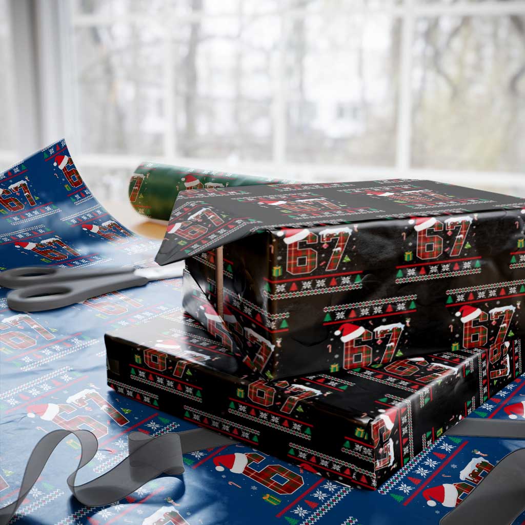 Funny Six Seven Meme Christmas Ugly Sweater Wrapping Paper Roll Trendy Tiktok Gift TS12 Black Print Your Wear