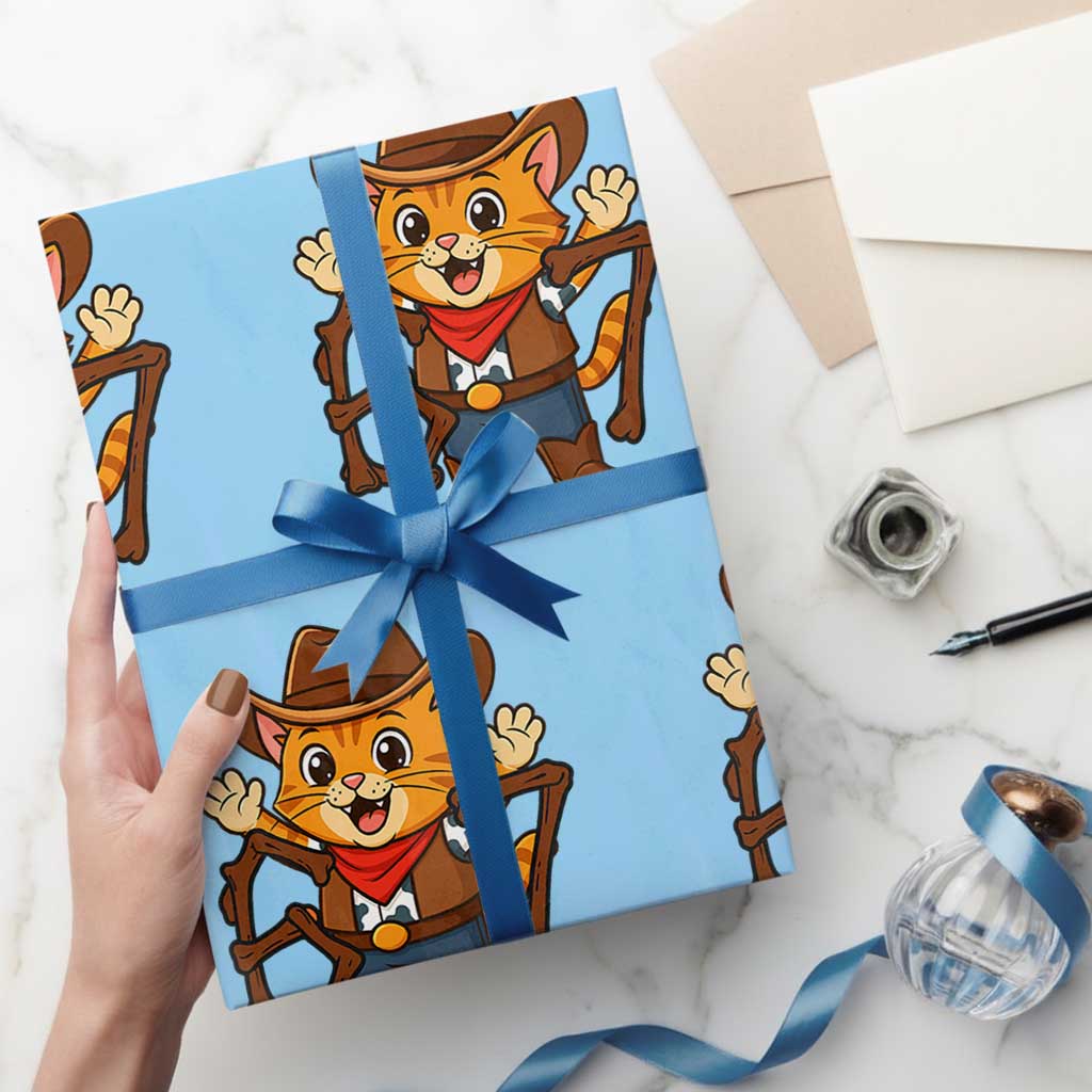 Funny Six Seven Meme Cowcat Wrapping Paper Roll Gen Alpha Slang Gift TS12 Light Blue Print Your Wear