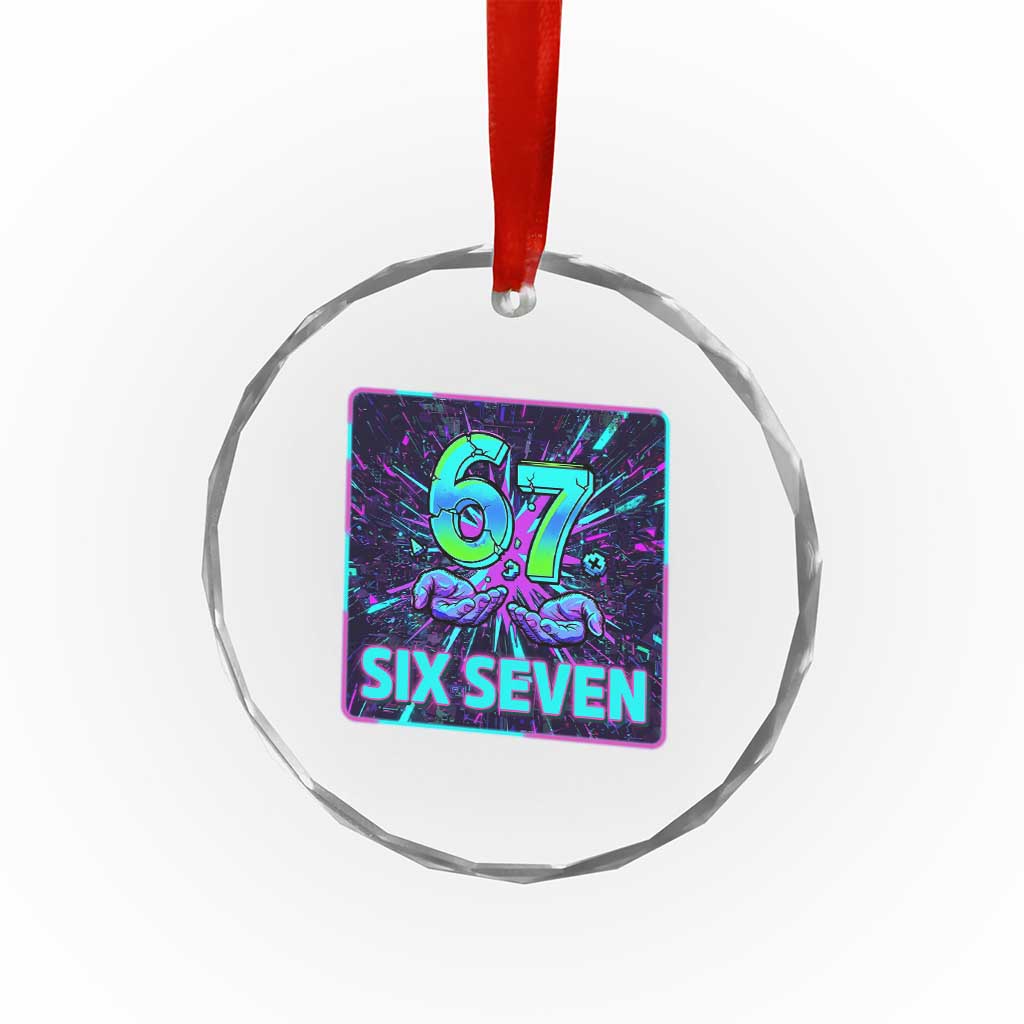 Funny Six Seven Meme Crystal Glass Ornament Cyberpunk Neon Style TS12 Print Your Wear