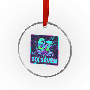 Funny Six Seven Meme Crystal Glass Ornament Cyberpunk Neon Style TS12 Print Your Wear