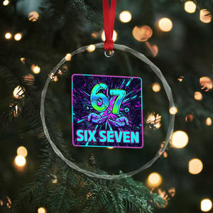 Funny Six Seven Meme Crystal Glass Ornament Cyberpunk Neon Style TS12 Print Your Wear