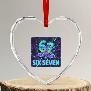 Funny Six Seven Meme Heart Crystal Glass Ornament Cyberpunk Neon Style TS12 Transparent Glass 3'' Heart Print Your Wear