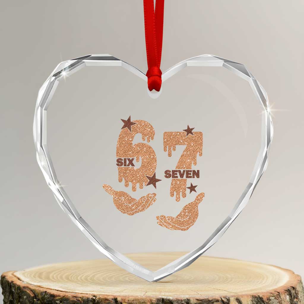 Funny Six Seven Meme Heart Crystal Glass Ornament Melanin Black History Month Gift TS12 Transparent Glass 3'' Heart Print Your Wear