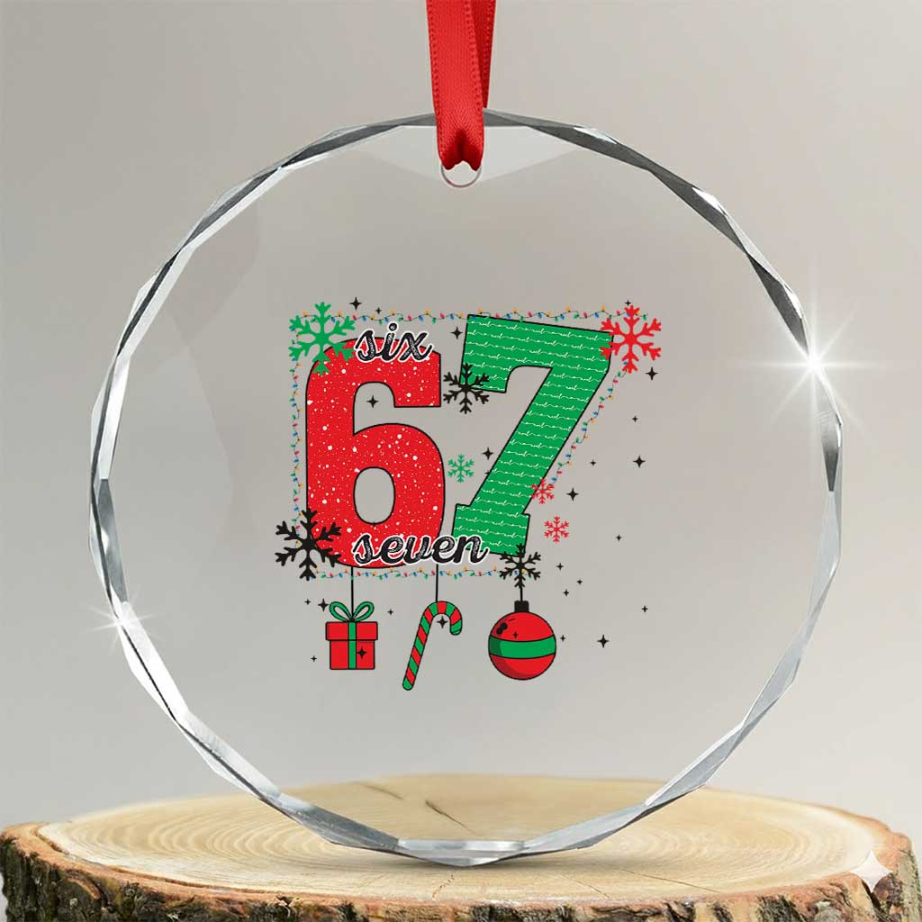 Funny Six Seven Meme Trendy TikTok Crystal Glass Ornament Christmas Gift TS12 Transparent Glass 3'' Circle Print Your Wear