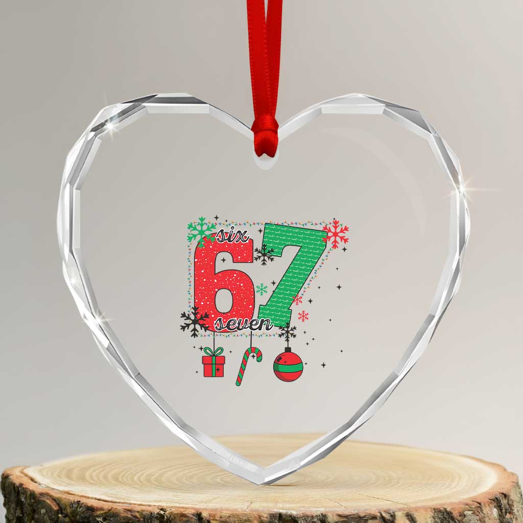 Funny Six Seven Meme Trendy TikTok Heart Crystal Glass Ornament Christmas Gift TS12 Transparent Glass 3'' Heart Print Your Wear