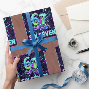 Funny Six Seven Meme Wrapping Paper Roll Cyberpunk Neon Style TS12 Mocha Print Your Wear