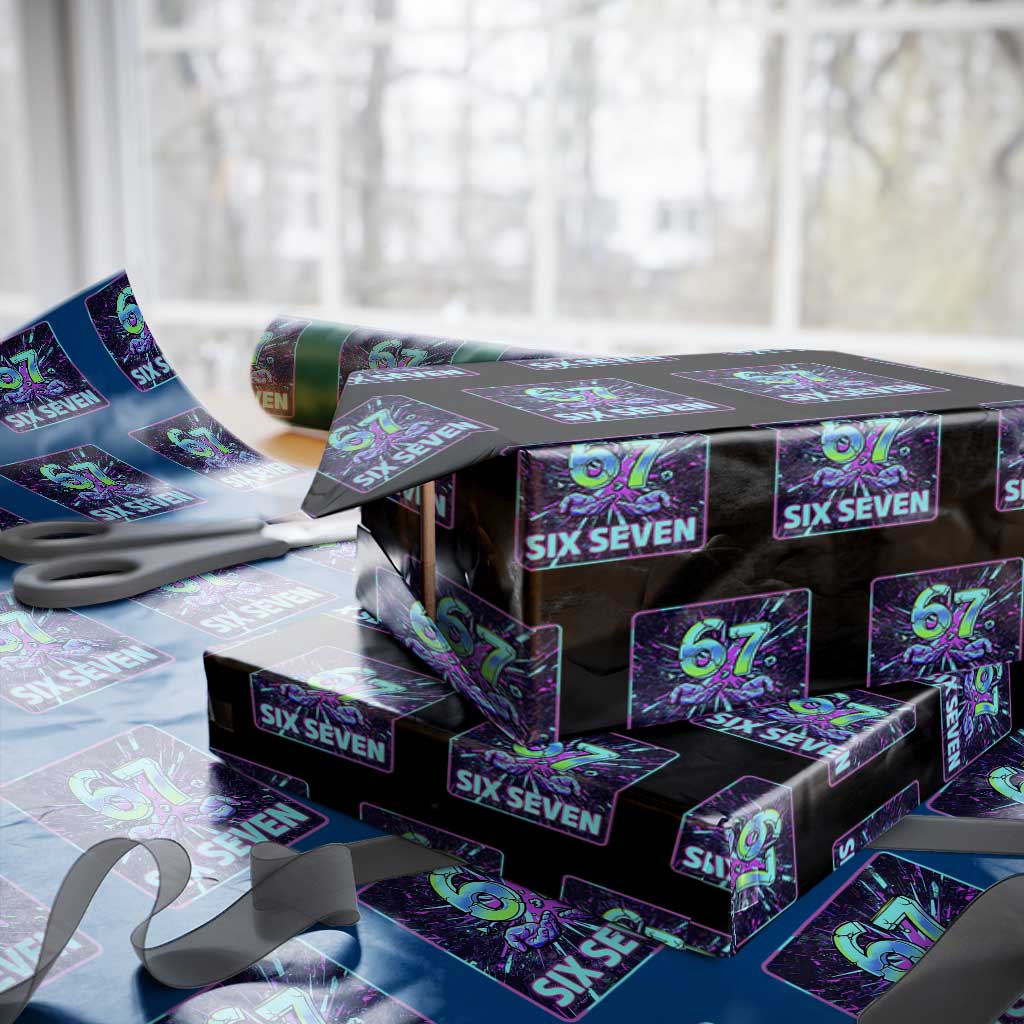 Funny Six Seven Meme Wrapping Paper Roll Cyberpunk Neon Style TS12 Black Print Your Wear