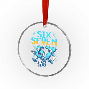 Funny Six Seven Pixel Playing Soccer Crystal Glass Ornament Gen Z Alpha Gift TS12 Print Your Wear