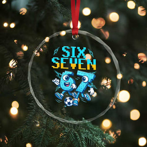 Funny Six Seven Pixel Playing Soccer Crystal Glass Ornament Gen Z Alpha Gift TS12 Print Your Wear
