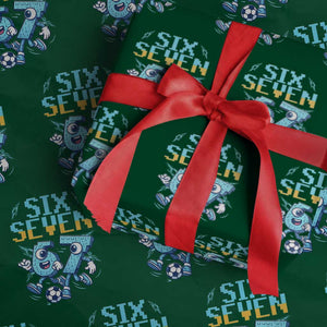 Funny Six Seven Pixel Playing Soccer Wrapping Paper Roll Gen Z Alpha Gift TS12 Green Print Your Wear