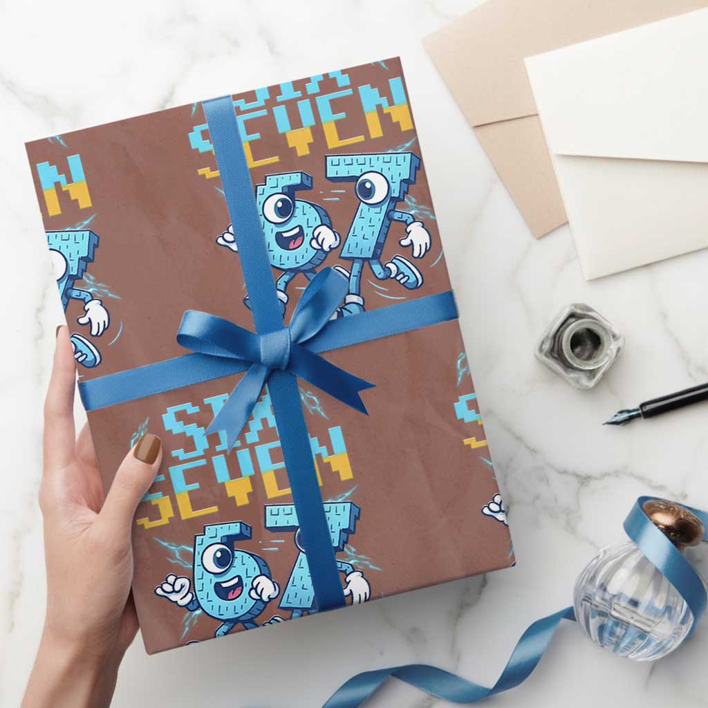 Funny Six Seven Pixel Playing Soccer Wrapping Paper Roll Gen Z Alpha Gift TS12 Mocha Print Your Wear