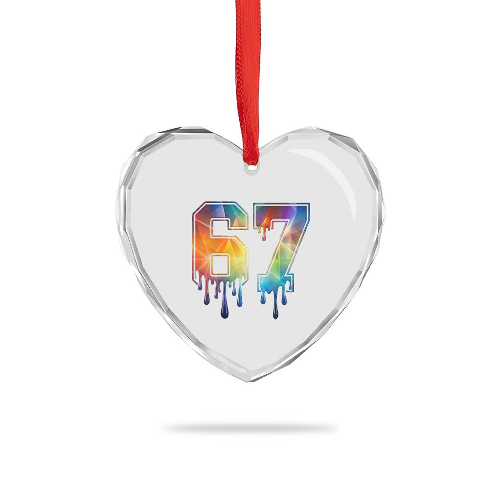 Funny Six Seven Prism Effect Printed Meme Heart Crystal Glass Ornament TS12 Print Your Wear