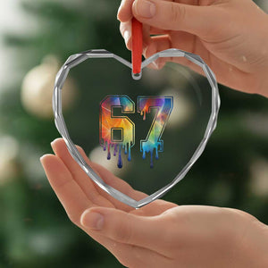 Funny Six Seven Prism Effect Printed Meme Heart Crystal Glass Ornament TS12 Print Your Wear