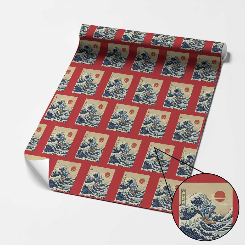 Funny Six Seven Surfing Wrapping Paper Roll The Great Wave Kanagawa Japanese 67 Brainrot Meme TS14 Red Print Your Wear