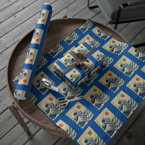 Funny Six Seven Surfing Wrapping Paper Roll The Great Wave Kanagawa Japanese 67 Brainrot Meme TS14 Blue Print Your Wear