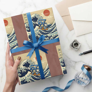 Funny Six Seven Surfing Wrapping Paper Roll The Great Wave Kanagawa Japanese 67 Brainrot Meme TS14 Mocha Print Your Wear