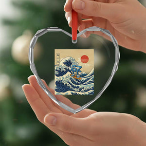 Funny Six Seven Surfing Heart Crystal Glass Ornament The Great Wave Kanagawa Japanese 67 Brainrot Meme TS14 Print Your Wear