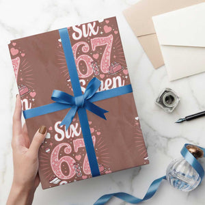 Funny Six Seven Tennis Meme Wrapping Paper Roll Gen Z Valentine TS12 Mocha Print Your Wear