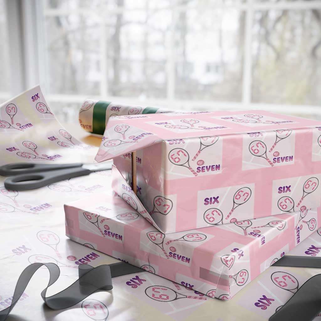 Funny Six Seven Tennis Meme Wrapping Paper Roll Valentine For Women TS12 Light Pink Print Your Wear