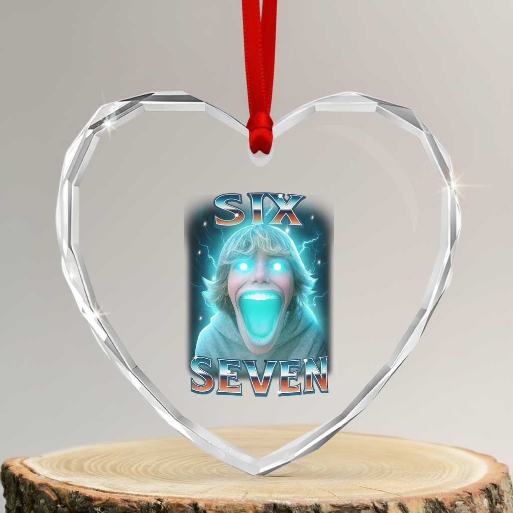 Funny Six Seven The Mason 67 Kid Gen Alpha Meme Heart Crystal Glass Ornament TS11 Transparent Glass 3'' Heart Print Your Wear