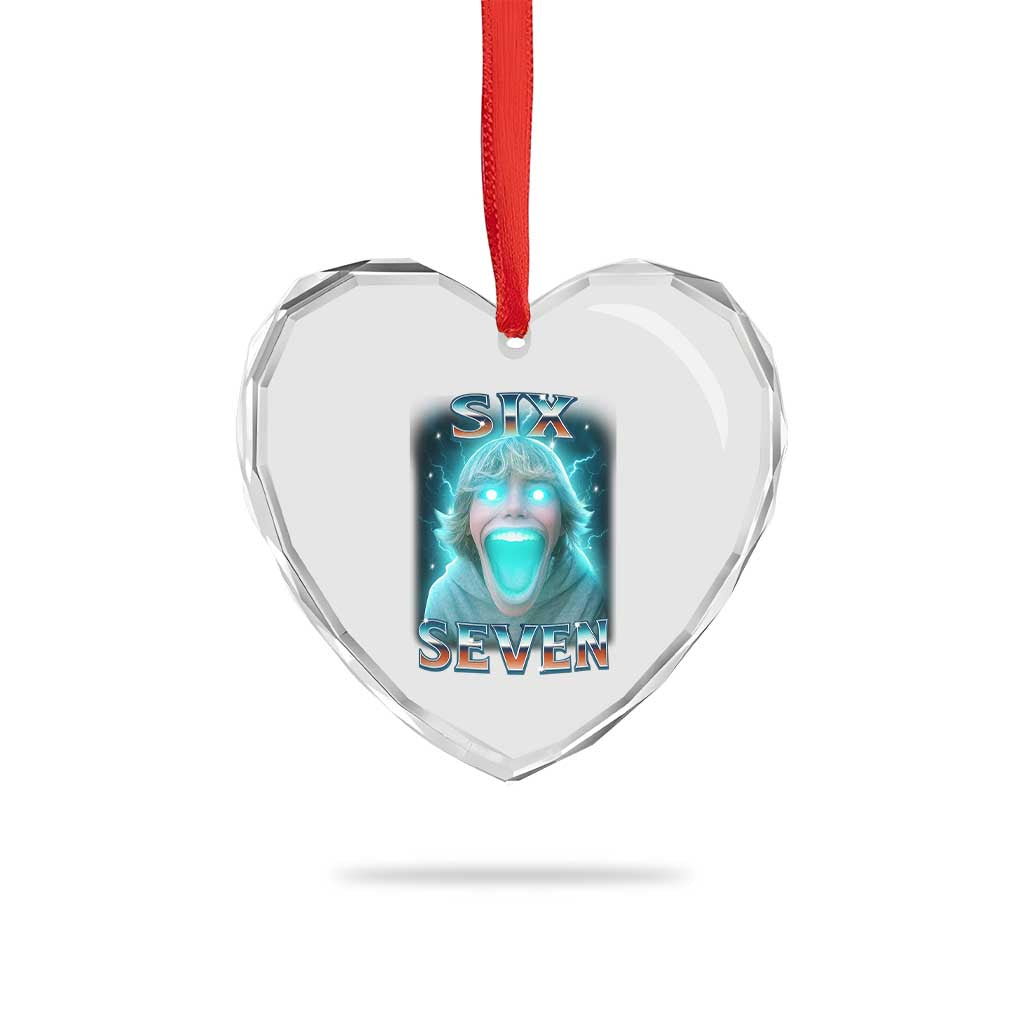 Funny Six Seven The Mason 67 Kid Gen Alpha Meme Heart Crystal Glass Ornament TS11 Print Your Wear