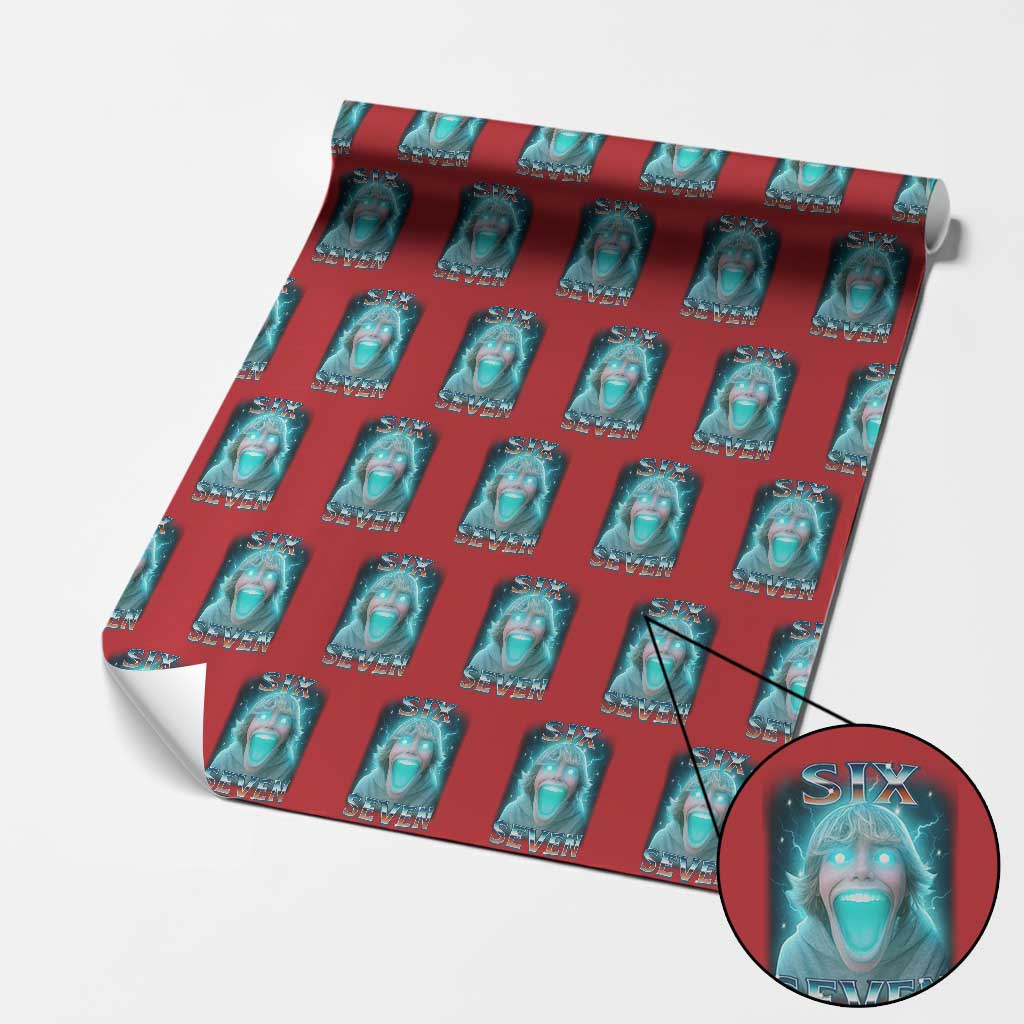 Funny Six Seven The Mason 67 Kid Gen Alpha Meme Wrapping Paper Roll TS11 Red Print Your Wear