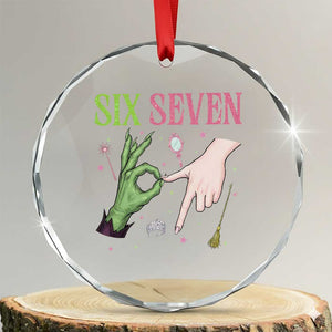 Funny Six Seven Witch Pink And Green Broomstick Magic Wand Crystal Glass Ornament TS11 Transparent Glass 3'' Circle Print Your Wear