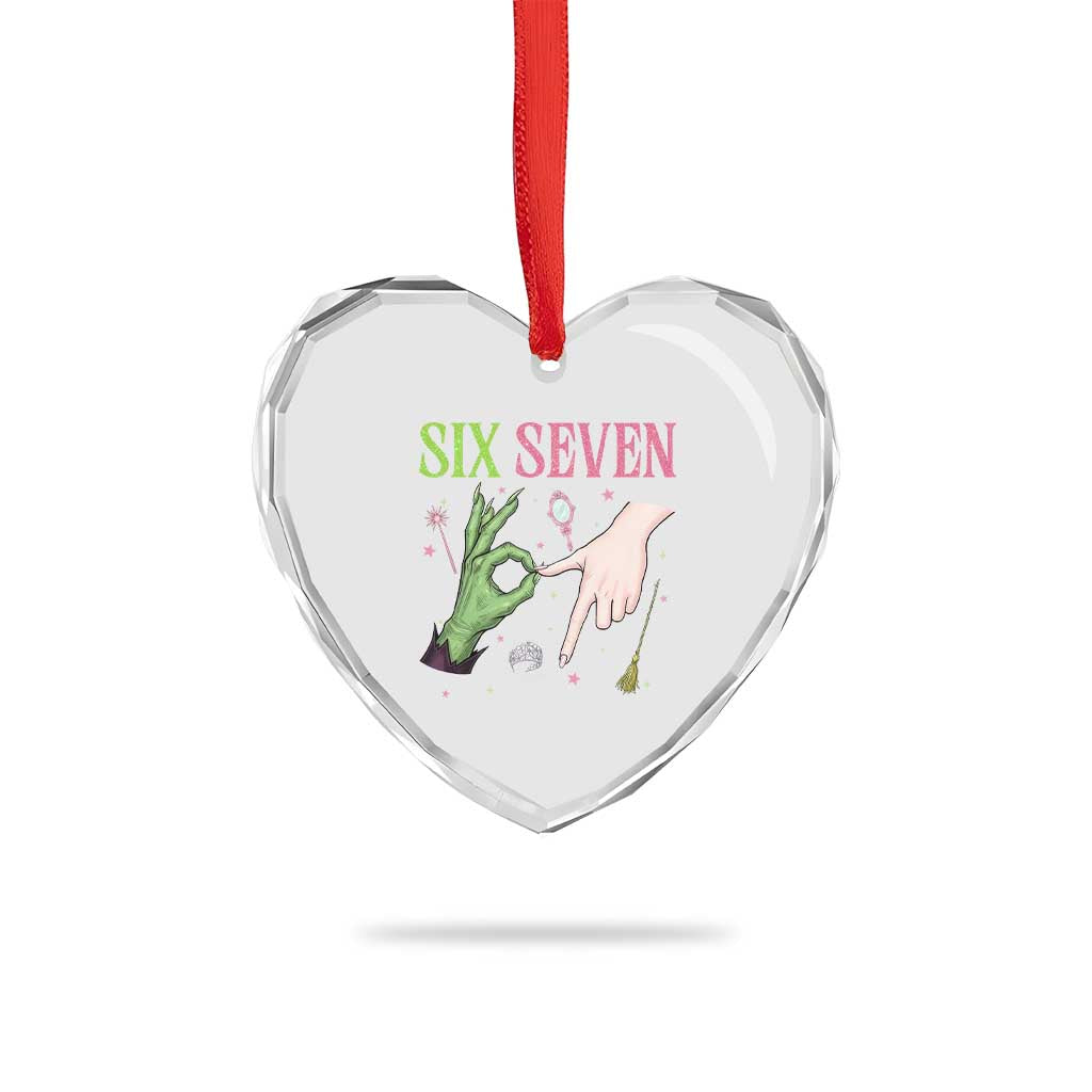 Funny Six Seven Witch Pink And Green Broomstick Magic Wand Heart Crystal Glass Ornament TS11 Print Your Wear
