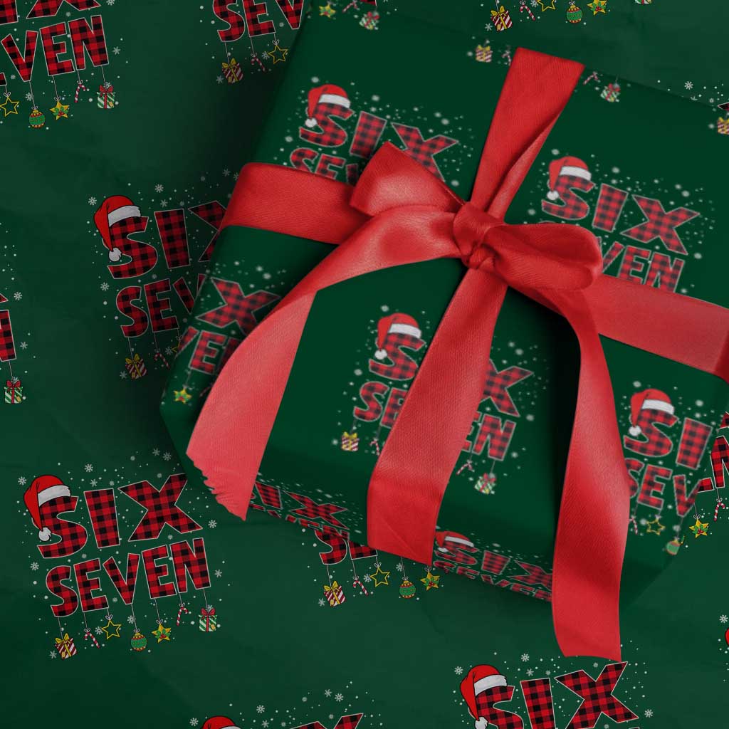 Funny Six Seven Xmas Wrapping Paper Roll 67 Meme Gen Alpha Slang Red Plaid Xmas Pajamas TS10 Green Print Your Wear