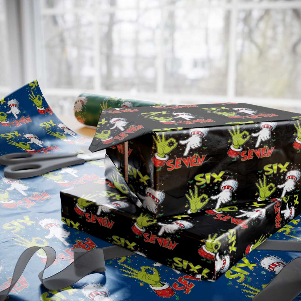Funny Six Seven Xmas Wrapping Paper Roll 67 Meme Xmas Santa Elf Hand Gen Alpha TS11 Black Print Your Wear