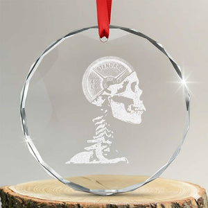 Funny Skeleton 45 lbs Plate Weight Lifting Gym Working Out Crystal Glass Ornament TS11 Transparent Glass 3'' Circle Print Your Wear