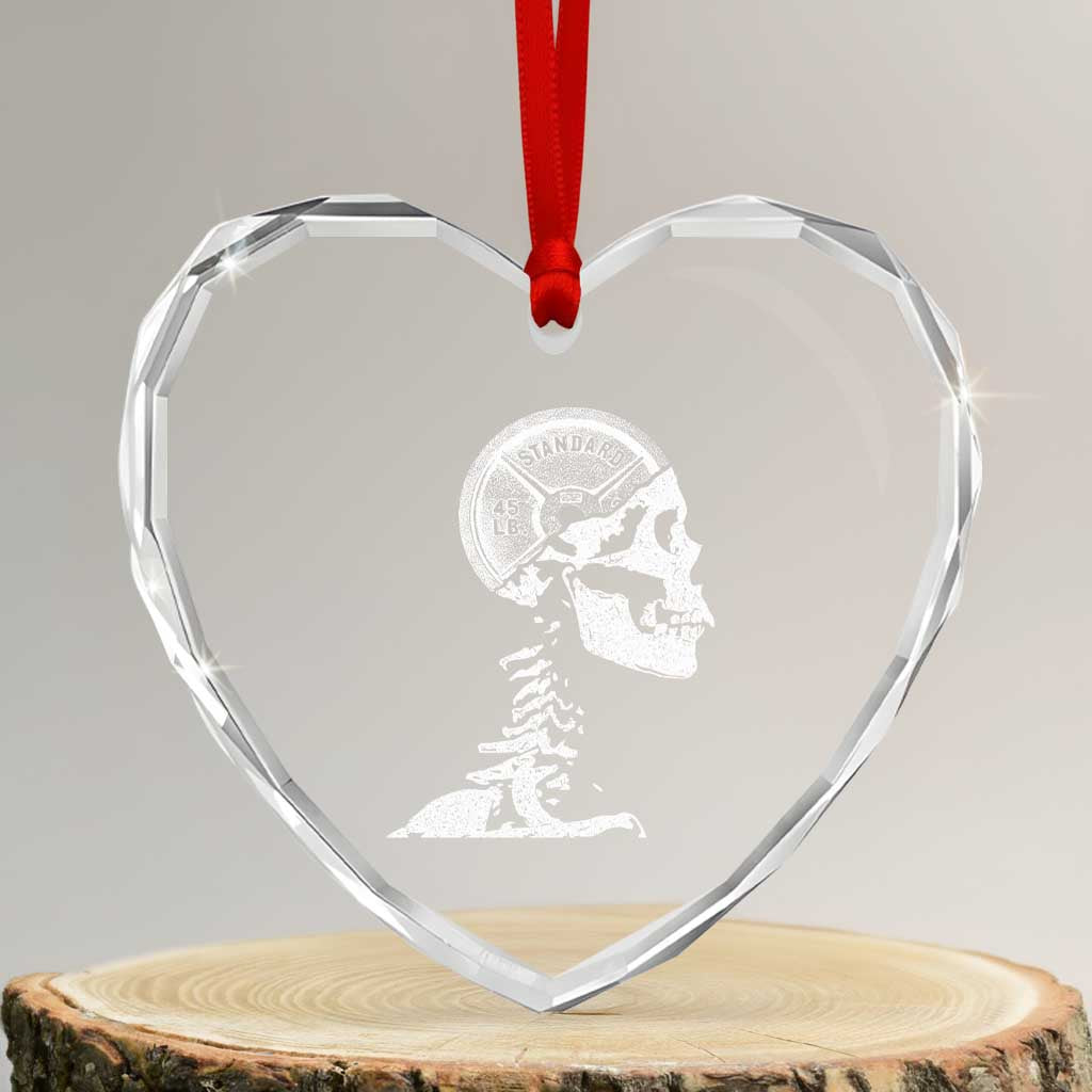 Funny Skeleton 45 lbs Plate Weight Lifting Gym Working Out Heart Crystal Glass Ornament TS11 Transparent Glass 3'' Heart Print Your Wear