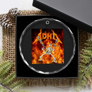 Funny Skeleton ADHD Crystal Glass Ornament Meme Flames Neurodivergent Gen Z TS10 Print Your Wear