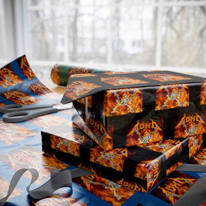 Funny Skeleton ADHD Wrapping Paper Roll Meme Flames Neurodivergent Gen Z TS10 Black Print Your Wear