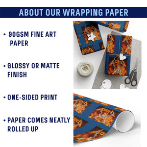 Funny Skeleton ADHD Wrapping Paper Roll Meme Flames Neurodivergent Gen Z TS10 Print Your Wear