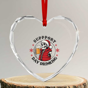 Funny Skeleton Beer Christmas Heart Crystal Glass Ornament Support Day Drinking TS14 Transparent Glass 3'' Heart Print Your Wear