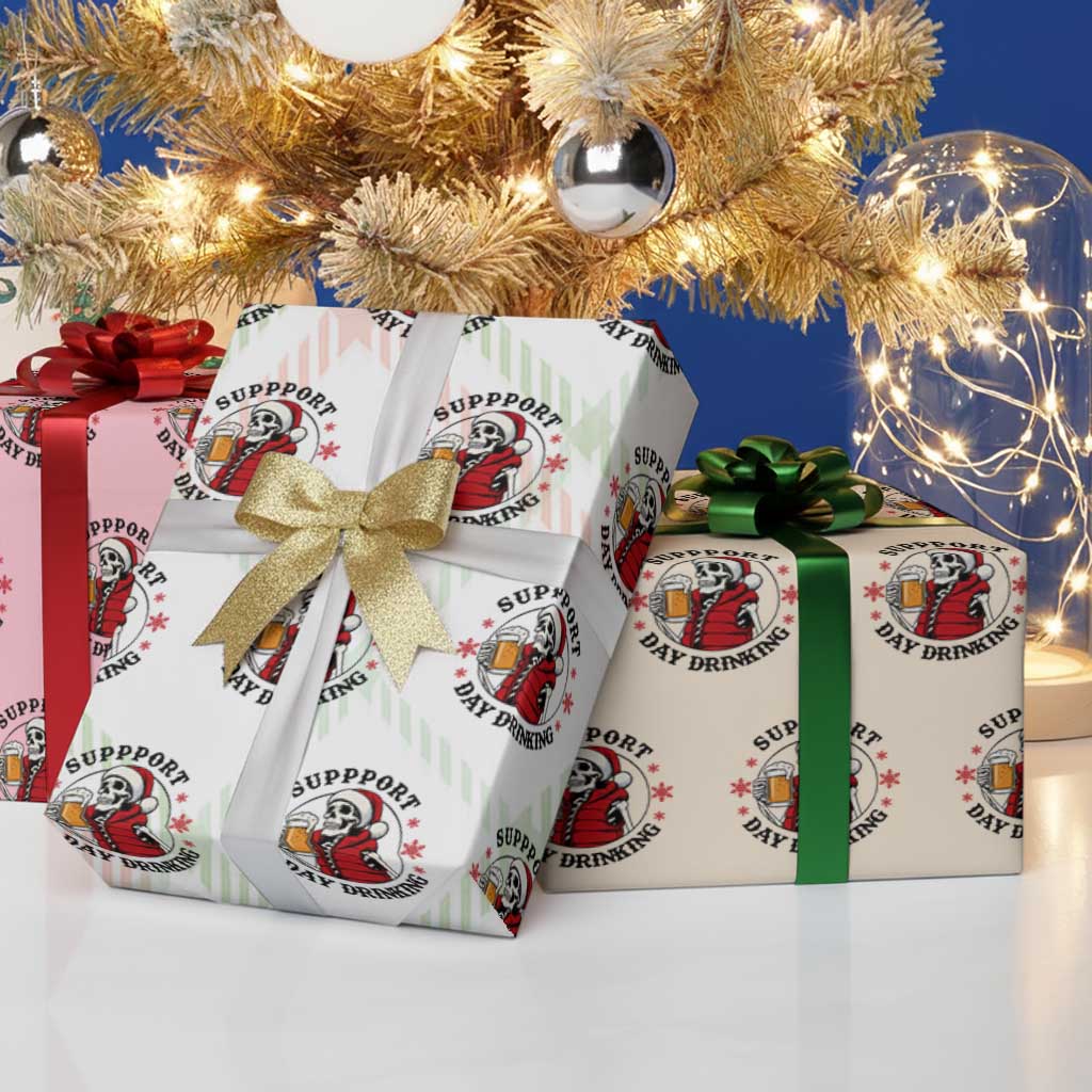 Funny Skeleton Beer Christmas Wrapping Paper Roll Support Day Drinking TS14 Print Your Wear