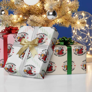 Funny Skeleton Beer Christmas Wrapping Paper Roll Support Day Drinking TS14 Print Your Wear
