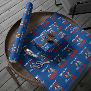 Funny Skeleton Beer Christmas Wrapping Paper Roll This Is My Costume Now Give Me A Beer TS14 Blue Print Your Wear