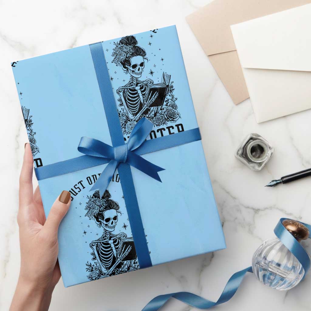 Funny Skeleton Book Lover Wrapping Paper Roll Just One More Chapter
