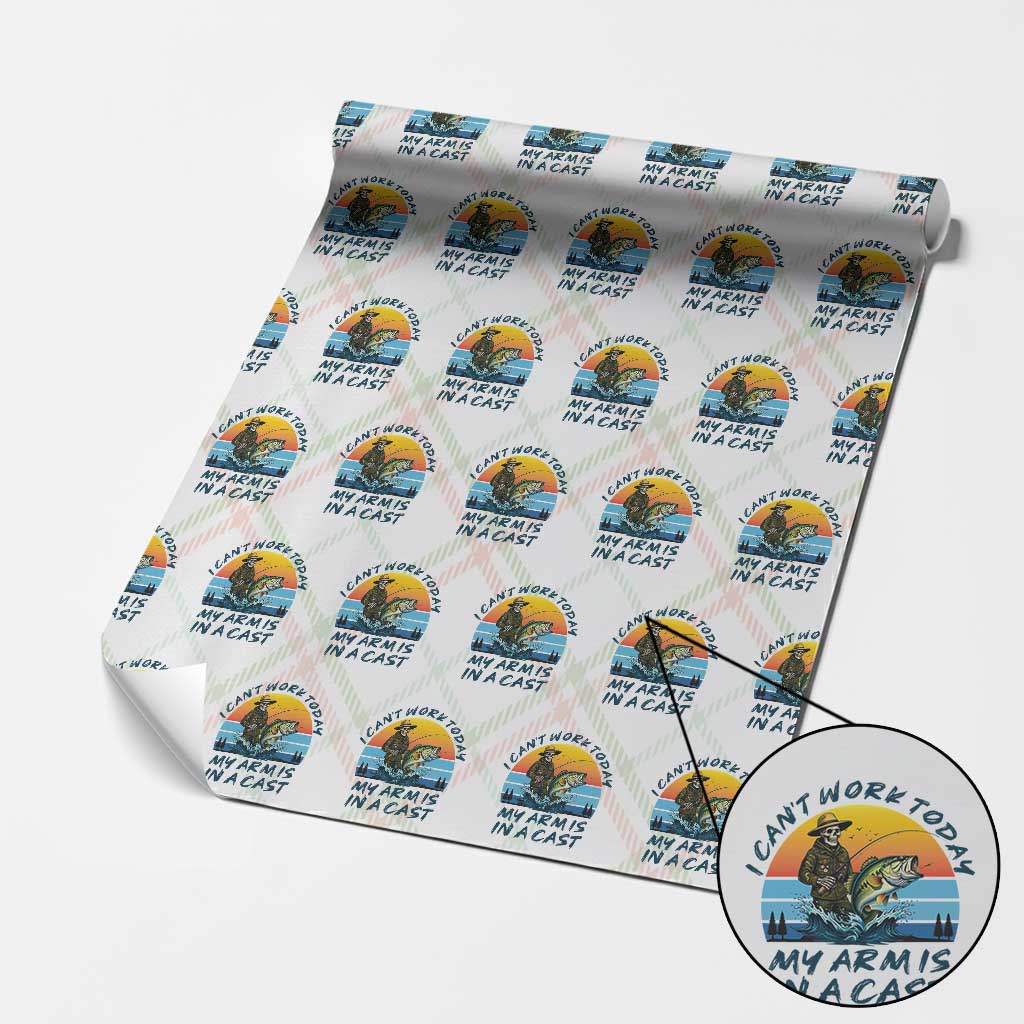 Funny Skeleton Camo Fishing Wrapping Paper Roll I Can Not Work Today My Arm Is In A Cast TS14 Christmas Plaid Print Your Wear