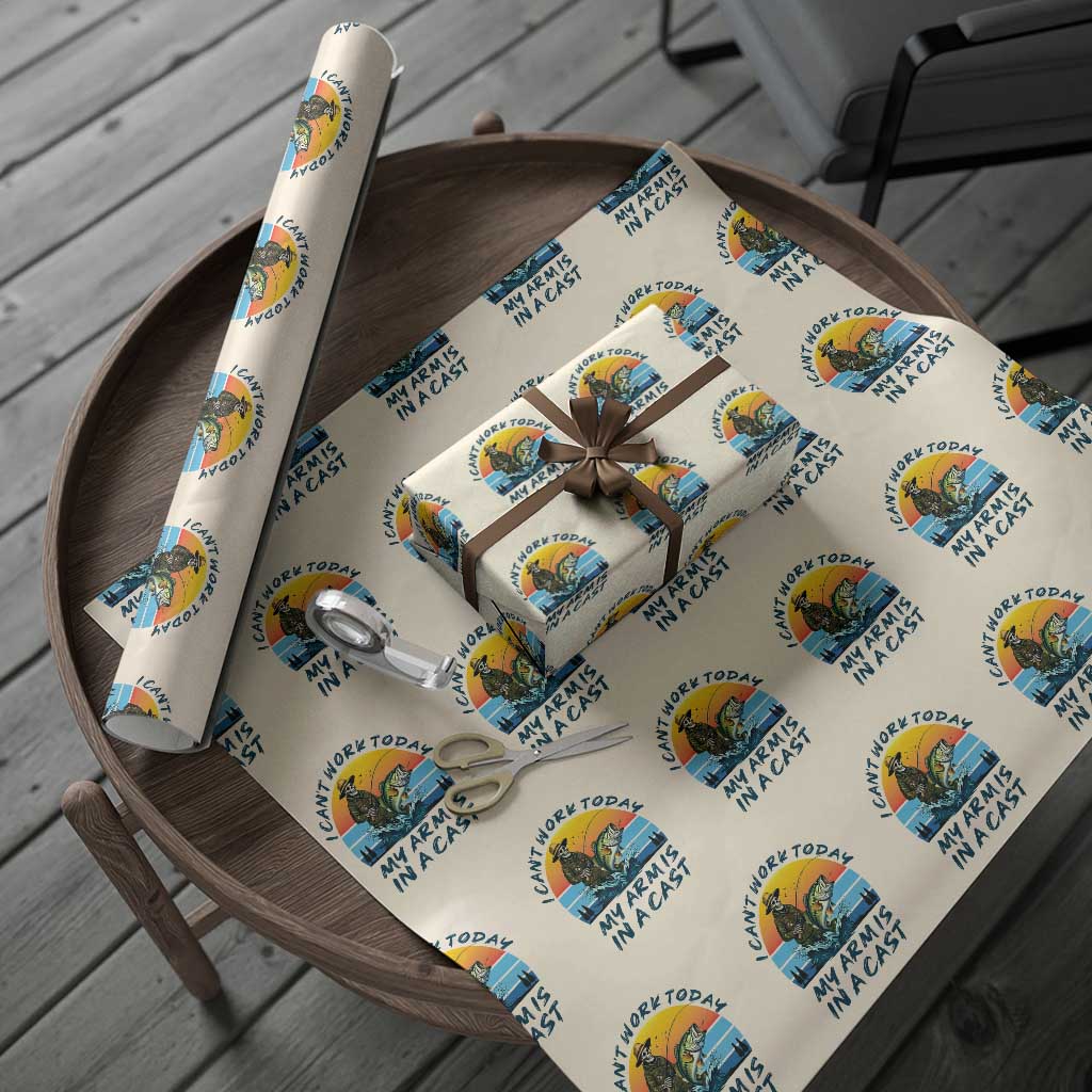 Funny Skeleton Camo Fishing Wrapping Paper Roll I Can Not Work Today My Arm Is In A Cast TS14 Beige Print Your Wear