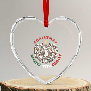 Funny Skeleton Christian Heart Crystal Glass Ornament Christmas Begins With Christ TS14 Transparent Glass 3'' Heart Print Your Wear
