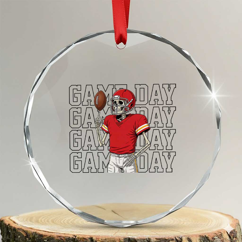 Funny Skeleton Dark Football Crystal Glass Ornament Sport Humor Gift TS12 Transparent Glass 3'' Circle Print Your Wear