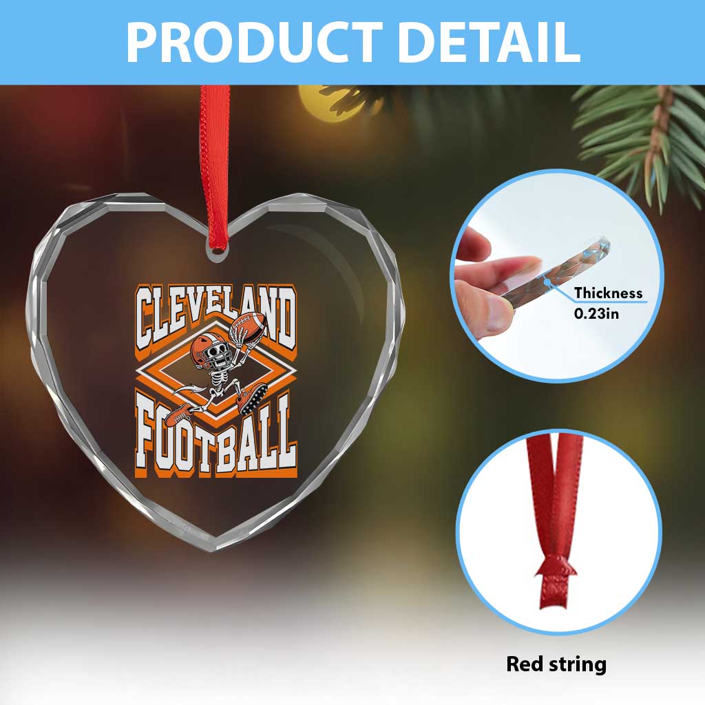 Funny Skeleton Dark Football Heart Crystal Glass Ornament CFBB Fan Gift TS12 Print Your Wear
