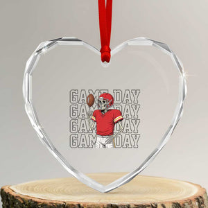 Funny Skeleton Dark Football Heart Crystal Glass Ornament Sport Humor Gift TS12 Transparent Glass 3'' Heart Print Your Wear